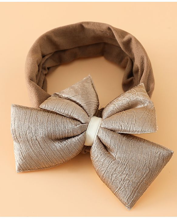 Babyhug Free Size Cute & Stylish Headbands with Bow Applique - Beige