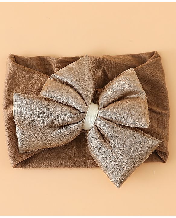Babyhug Free Size Cute & Stylish Headbands with Bow Applique - Beige