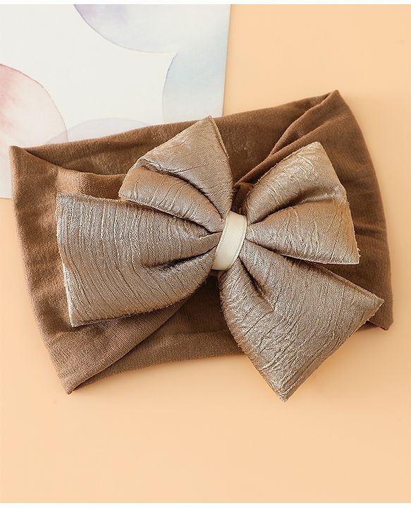 Babyhug Free Size Cute & Stylish Headbands with Bow Applique - Beige