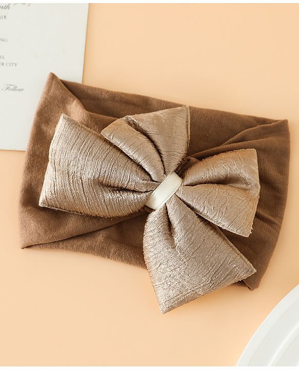 Babyhug Free Size Cute & Stylish Headbands with Bow Applique - Beige