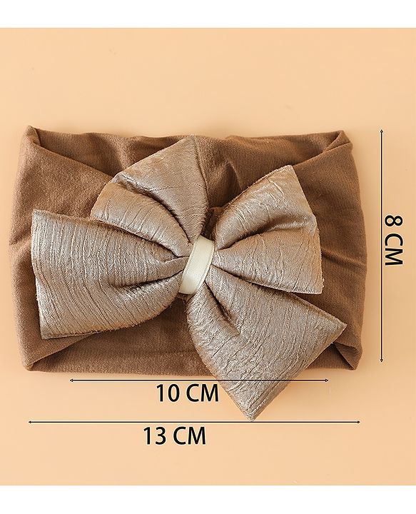 Babyhug Free Size Cute & Stylish Headbands with Bow Applique - Beige