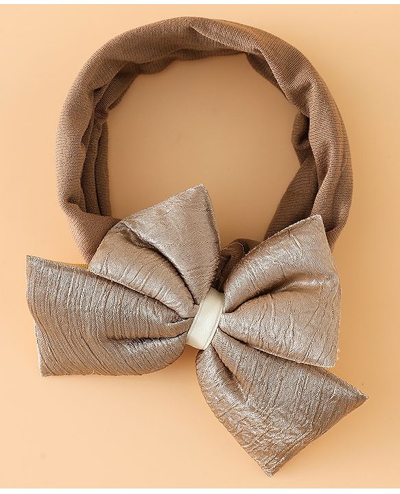 Babyhug Free Size Cute & Stylish Headbands with Bow Applique - Beige