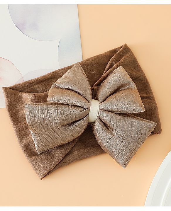 Babyhug Free Size Cute & Stylish Headbands with Bow Applique - Beige