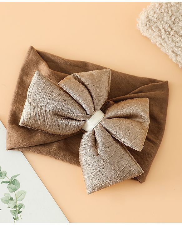 Babyhug Free Size Cute & Stylish Headbands with Bow Applique - Beige