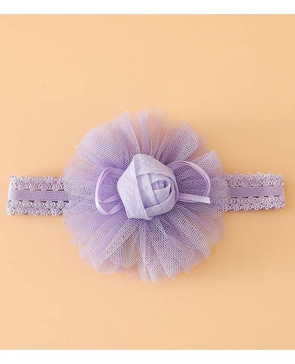 Babyhug Free Size Cute & Stylish Headbands with Lace Flower Applique - Beige