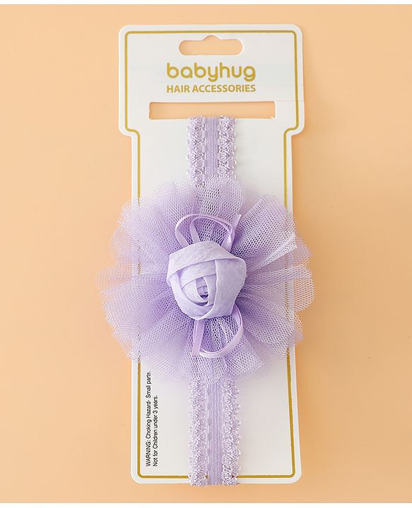 Babyhug Free Size Cute & Stylish Headbands with Lace Flower Applique - Beige