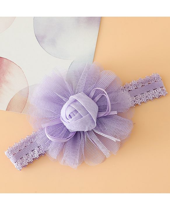 Babyhug Free Size Cute & Stylish Headbands with Lace Flower Applique - Beige