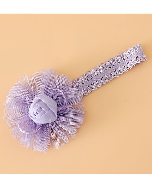 Babyhug Free Size Cute & Stylish Headbands with Lace Flower Applique - Beige
