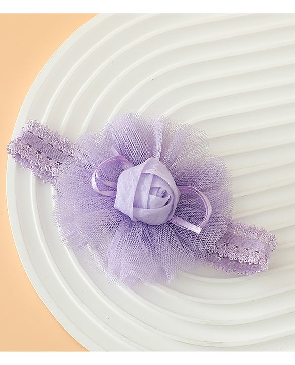 Babyhug Free Size Cute & Stylish Headbands with Lace Flower Applique - Beige