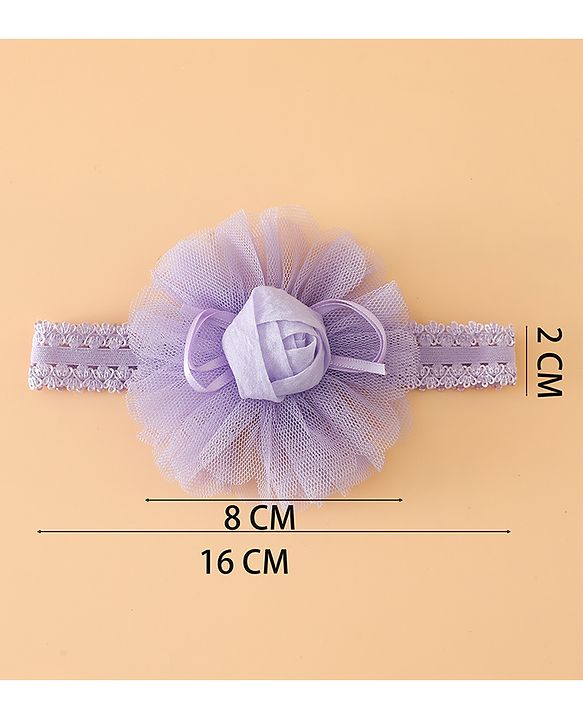 Babyhug Free Size Cute & Stylish Headbands with Lace Flower Applique - Beige
