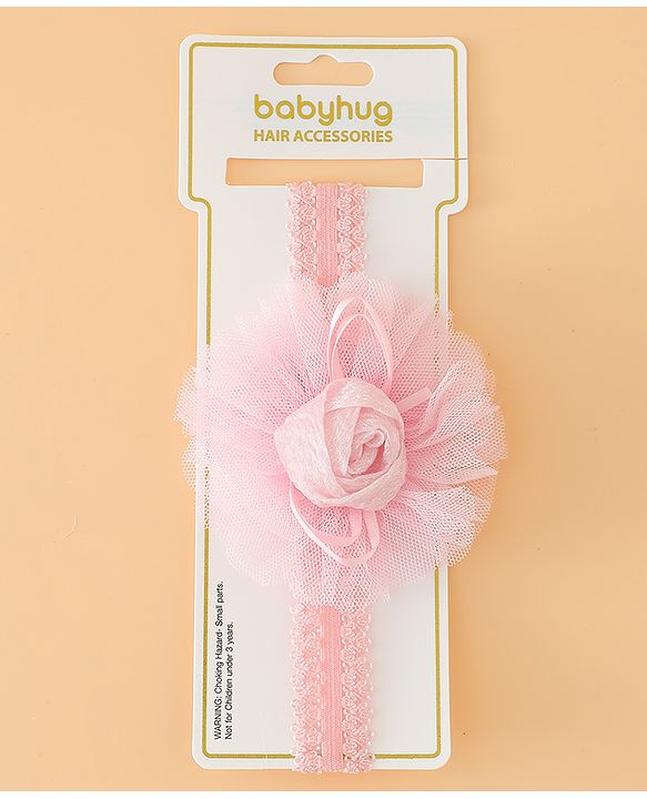 Babyhug Free Size Cute & Stylish Headbands with Lace Flower Applique - Beige