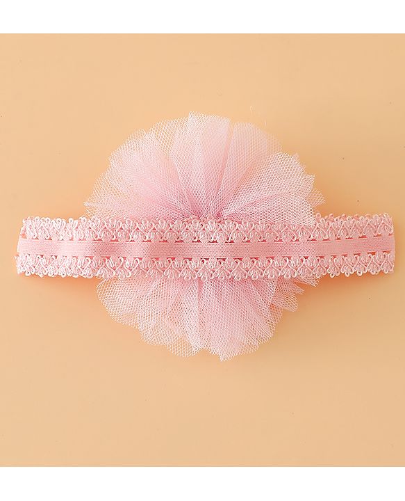 Babyhug Free Size Cute & Stylish Headbands with Lace Flower Applique - Beige