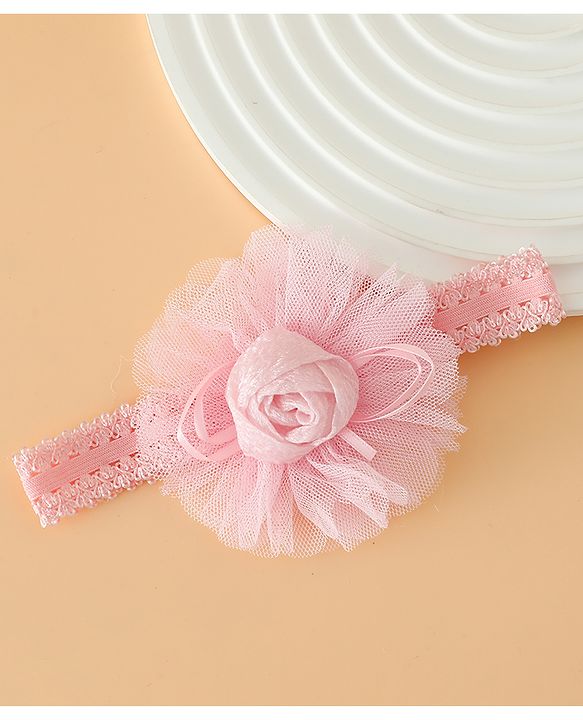 Babyhug Free Size Cute & Stylish Headbands with Lace Flower Applique - Beige