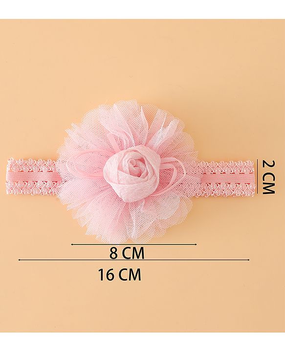 Babyhug Free Size Cute & Stylish Headbands with Lace Flower Applique - Beige
