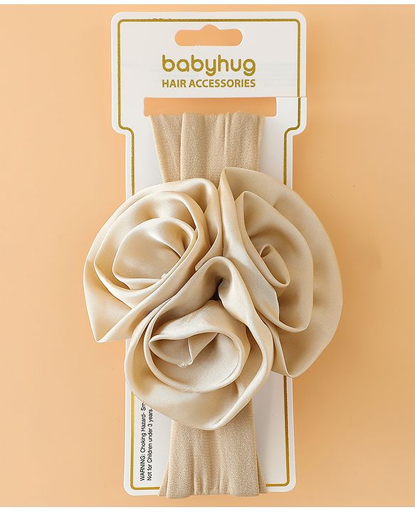 Babyhug Free Size Headbands with Floral Applique - Beige