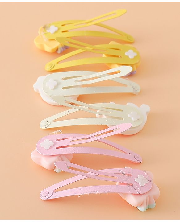 Babyhug Hair Pins And Clips Free Size with Rainbow and Star Applique Pack Of 3- Pink , Yellow & White