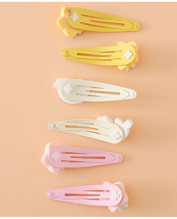 Babyhug Hair Pins And Clips Free Size with Rainbow and Star Applique Pack Of 3- Pink , Yellow & White