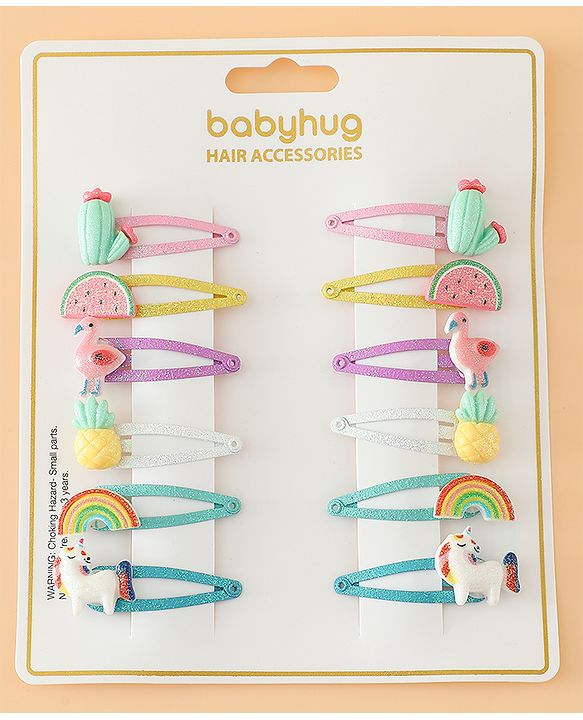 Babyhug Hair Pins And Clips Free Size - Pink Yellow