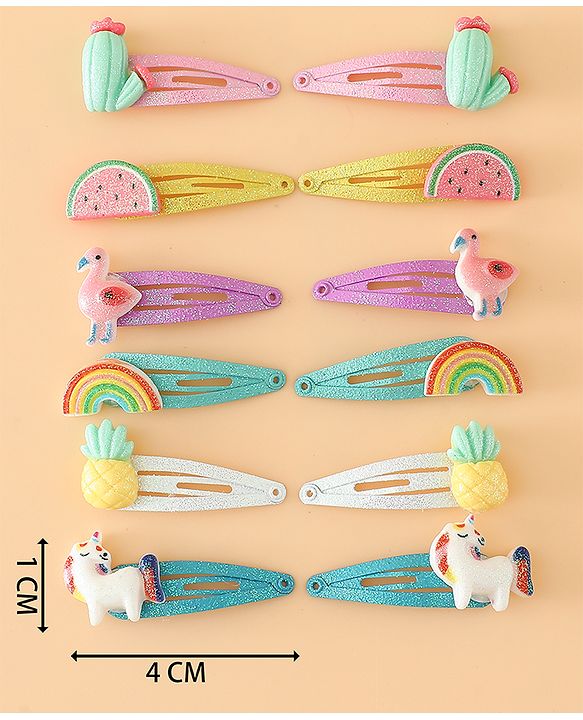 Babyhug Hair Pins And Clips Free Size - Pink Yellow