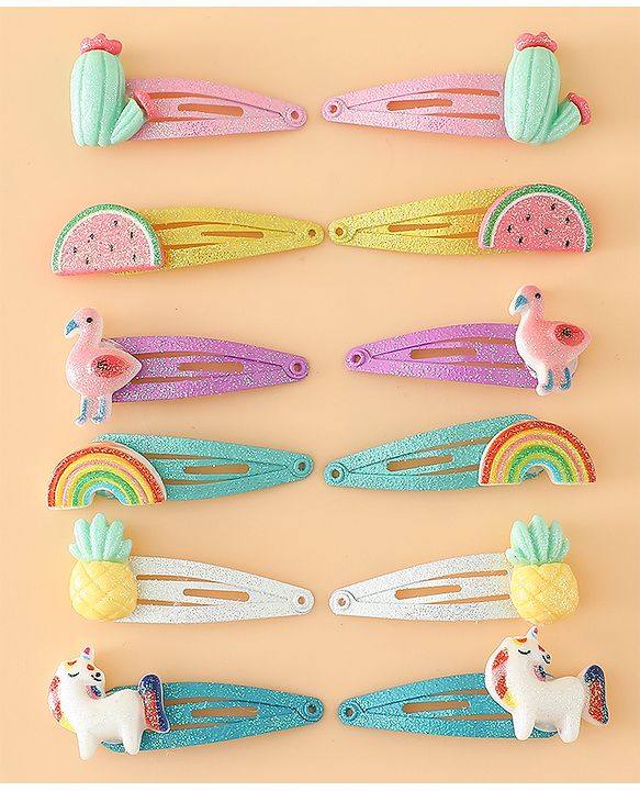 Babyhug Hair Pins And Clips Free Size - Pink Yellow