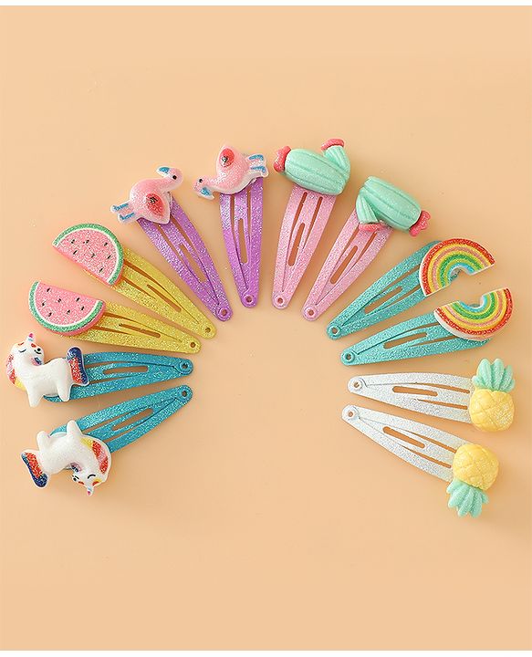 Babyhug Hair Pins And Clips Free Size - Pink Yellow