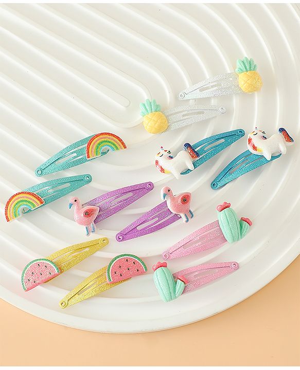 Babyhug Hair Pins And Clips Free Size - Pink Yellow