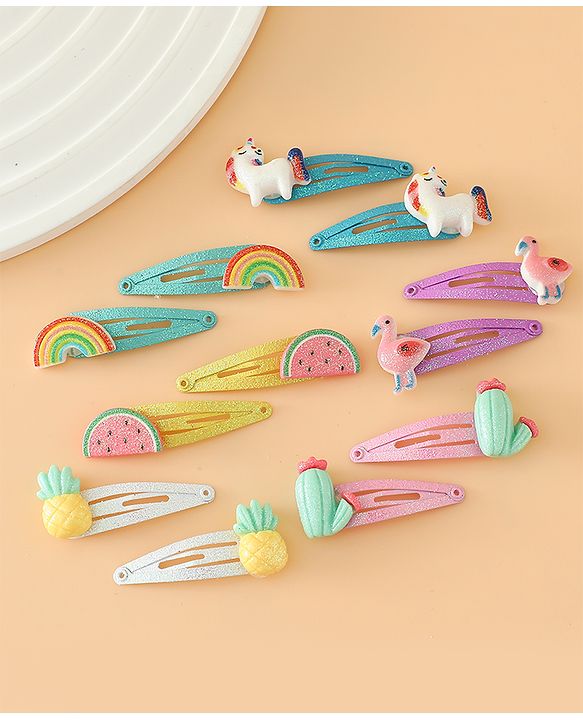 Babyhug Hair Pins And Clips Free Size - Pink Yellow