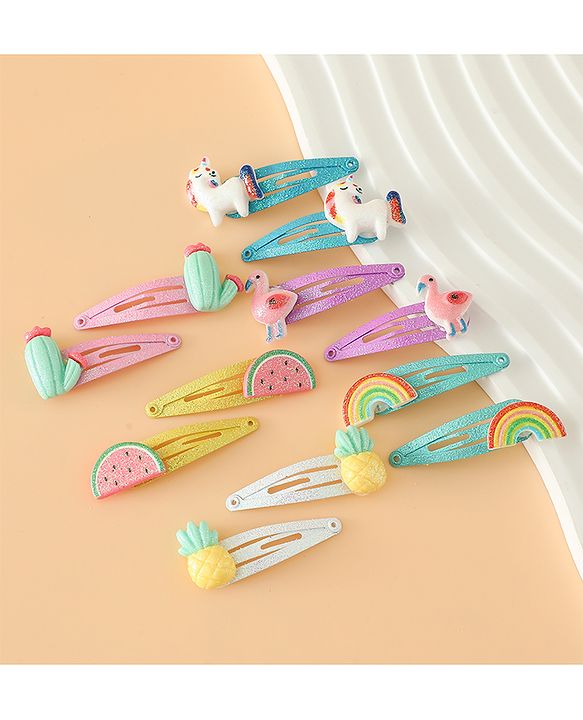 Babyhug Hair Pins And Clips Free Size - Pink Yellow