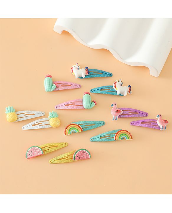Babyhug Hair Pins And Clips Free Size - Pink Yellow