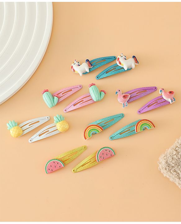 Babyhug Hair Pins And Clips Free Size - Pink Yellow