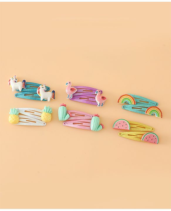 Babyhug Hair Pins And Clips Free Size - Pink Yellow