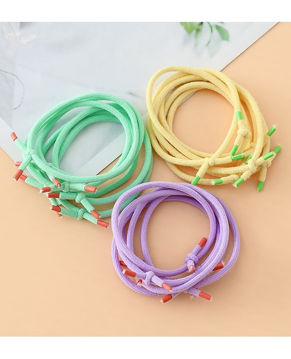 Babyhug Hair Rubber Bands Green/Light Yellow/Purple Free Size Girl