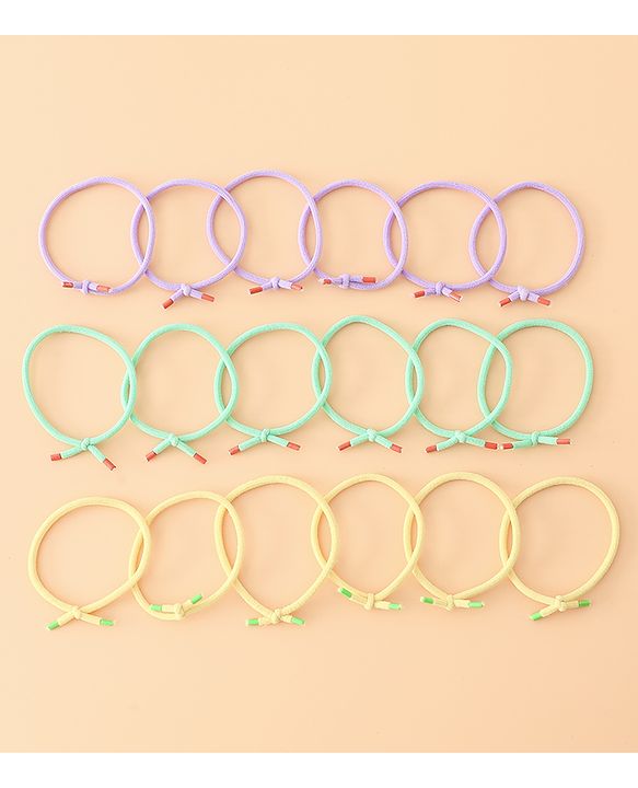 Babyhug Hair Rubber Bands Green/Light Yellow/Purple Free Size Girl