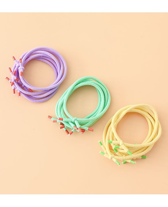 Babyhug Hair Rubber Bands Green/Light Yellow/Purple Free Size Girl