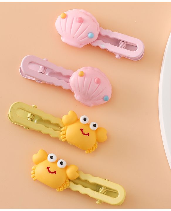 Babyhug Hair Pins And Clips Free Size - Yellow/Pink