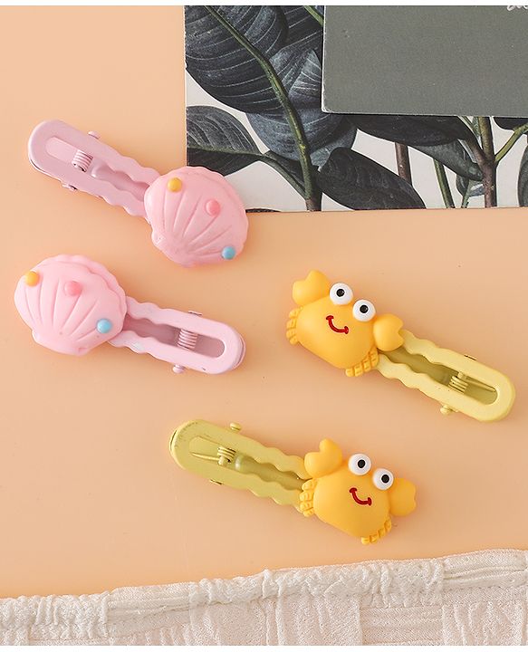 Babyhug Hair Pins And Clips Free Size - Yellow/Pink