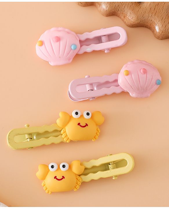 Babyhug Hair Pins And Clips Free Size - Yellow/Pink