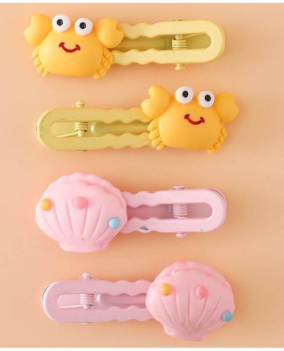 Babyhug Hair Pins And Clips Free Size - Yellow/Pink