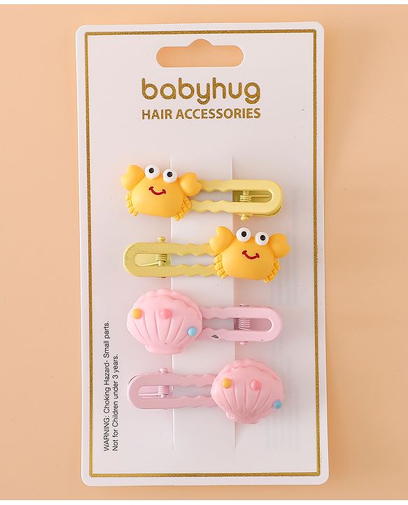 Babyhug Hair Pins And Clips Free Size - Yellow/Pink