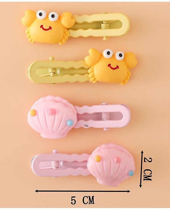 Babyhug Hair Pins And Clips Free Size - Yellow/Pink