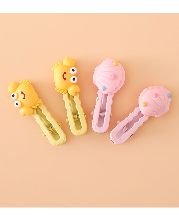 Babyhug Hair Pins And Clips Free Size - Yellow/Pink