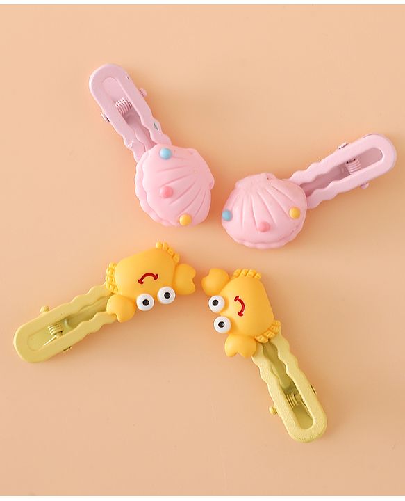 Babyhug Hair Pins And Clips Free Size - Yellow/Pink