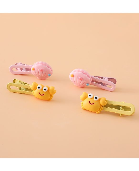 Babyhug Hair Pins And Clips Free Size - Yellow/Pink
