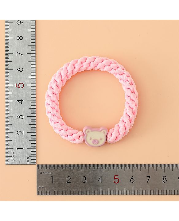 Babyhug Free Size Hair Rubber Bands With Bear Charm Applique Pack of 4 - Pink & Blue