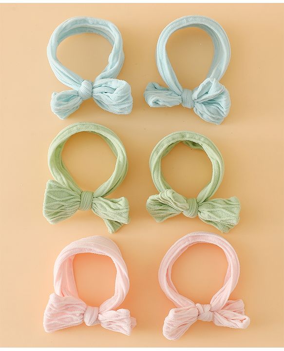 Pine Kids Free Size Hair Rubber Bands With Bow Applique Pack of 6 - Multicolor