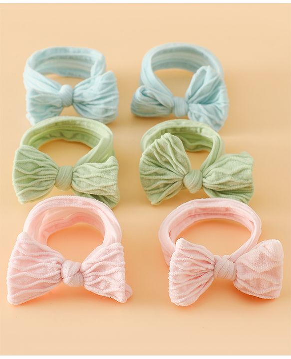 Pine Kids Free Size Hair Rubber Bands With Bow Applique Pack of 6 - Multicolor