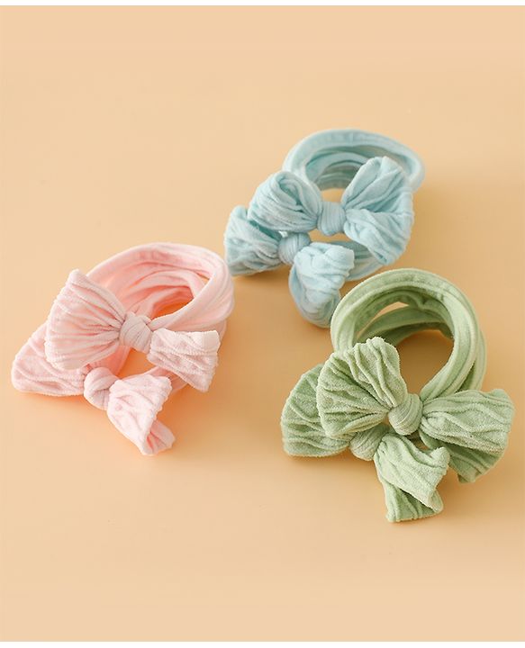 Pine Kids Free Size Hair Rubber Bands With Bow Applique Pack of 6 - Multicolor