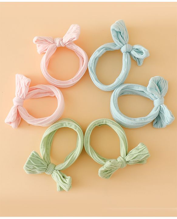 Pine Kids Free Size Hair Rubber Bands With Bow Applique Pack of 6 - Multicolor