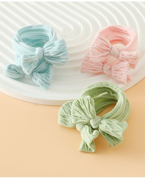 Pine Kids Free Size Hair Rubber Bands With Bow Applique Pack of 6 - Multicolor