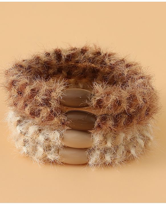 Pine Kids Free Size Stretchable Hair Rubber Bands Set for Girls for Everyday Hairstyles - Khaki & Brown